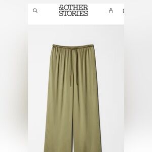 & Other Stories Olive Green Wide Leg Drawstring Pants